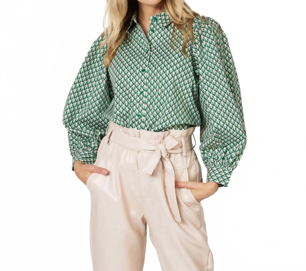 NEW ESQUALO whitney print blouse in green